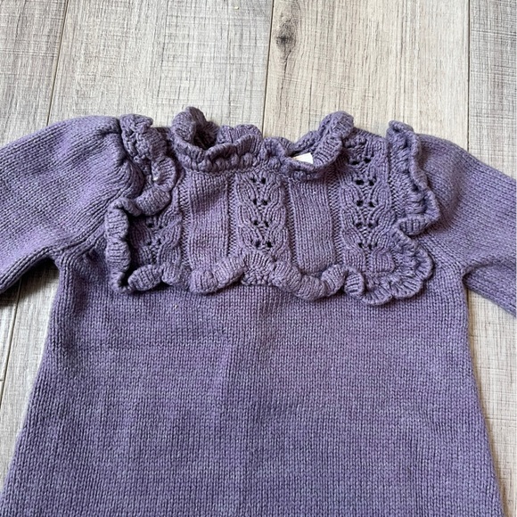 OshKosh Carters Purple French Terry Eyelet Knit Dress - 9 Months - Baby Formal - Picture 5 of 11